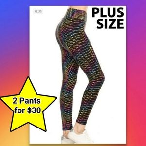Rainbow Mermaid Leggings Plus Size XL 0XL 1XL NEW
